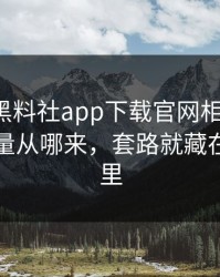 我查了黑料社app下载官网相关页面：它的流量从哪来，套路就藏在两个字里