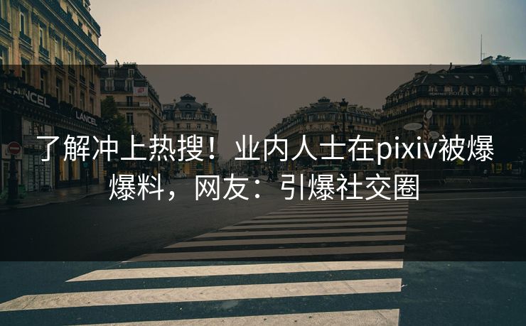 了解冲上热搜！业内人士在pixiv被爆爆料，网友：引爆社交圈