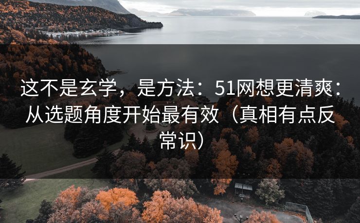 这不是玄学,是方法:51网想更清爽:从选题角度开始最有效(真相有点反常识) 这不是玄学,是方法:51网想更清爽:从选题角度开始最有效(真相有点反常识)