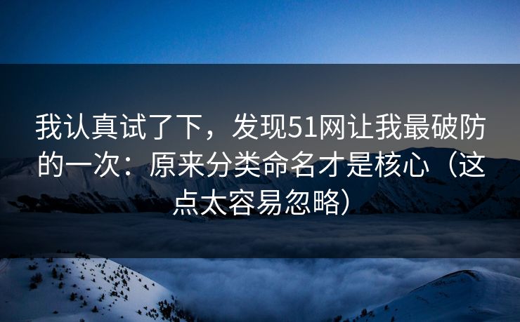 我认真试了下，发现51网让我最破防的一次：原来分类命名才是核心（这点太容易忽略）