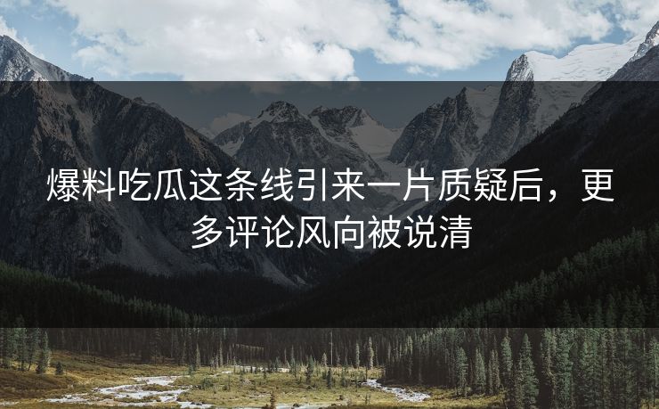爆料吃瓜这条线引来一片质疑后，更多评论风向被说清