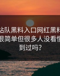 别急着站队黑料入口网红黑料刷屏背后逻辑很简单但很多人没看懂你也刷到过吗？