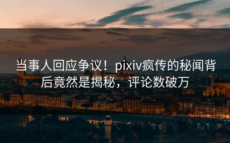 当事人回应争议！pixiv疯传的秘闻背后竟然是揭秘，评论数破万