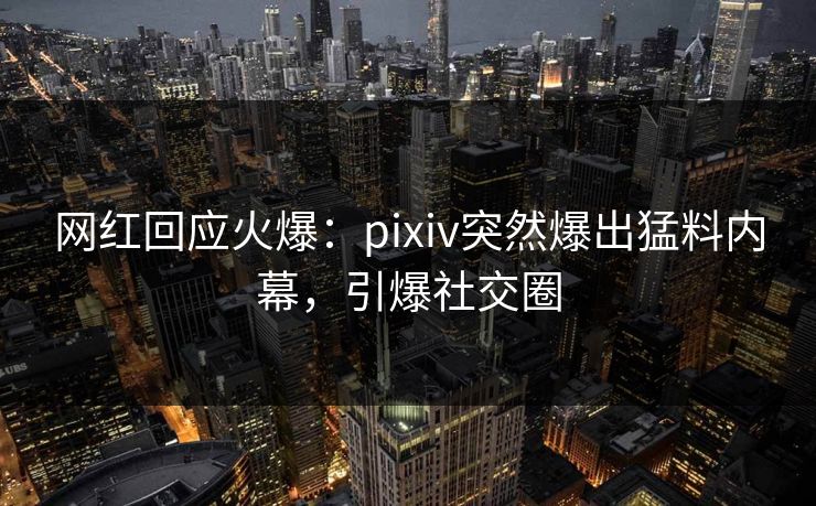 网红回应火爆：pixiv突然爆出猛料内幕，引爆社交圈