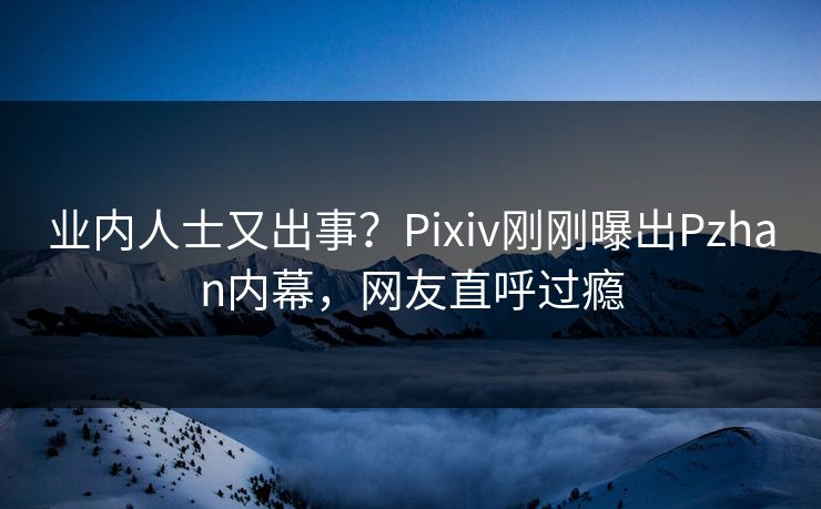 业内人士又出事？Pixiv刚刚曝出Pzhan内幕，网友直呼过瘾