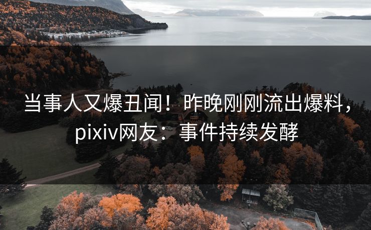 当事人又爆丑闻！昨晚刚刚流出爆料，pixiv网友：事件持续发酵