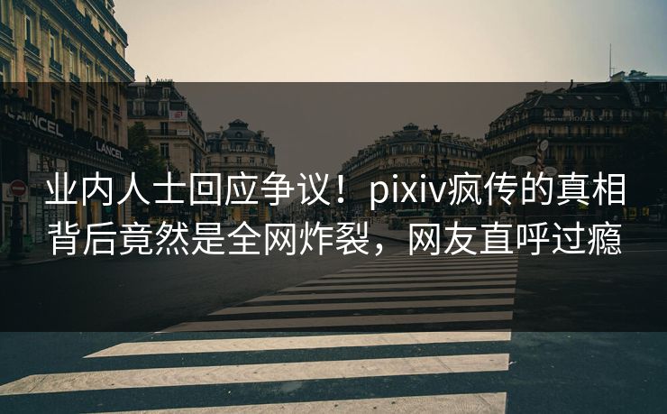 业内人士回应争议！pixiv疯传的真相背后竟然是全网炸裂，网友直呼过瘾