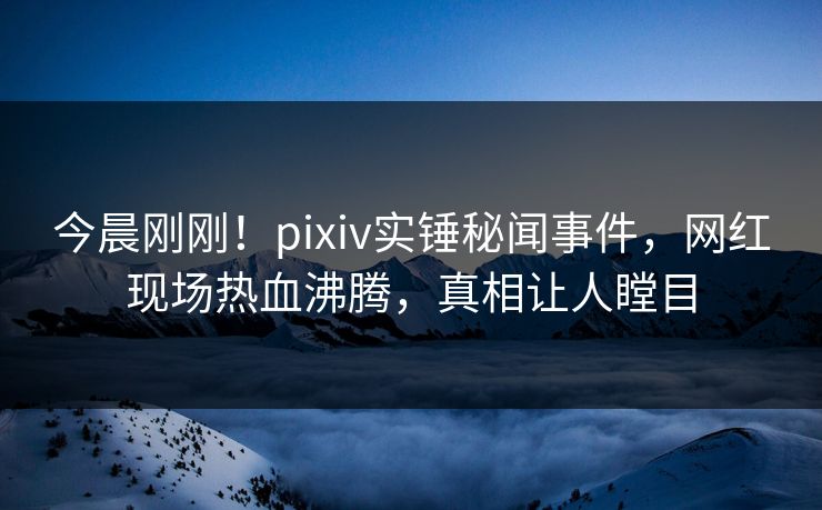 今晨刚刚！pixiv实锤秘闻事件，网红现场热血沸腾，真相让人瞠目