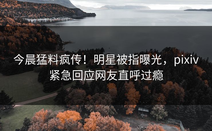 今晨猛料疯传！明星被指曝光，pixiv紧急回应网友直呼过瘾