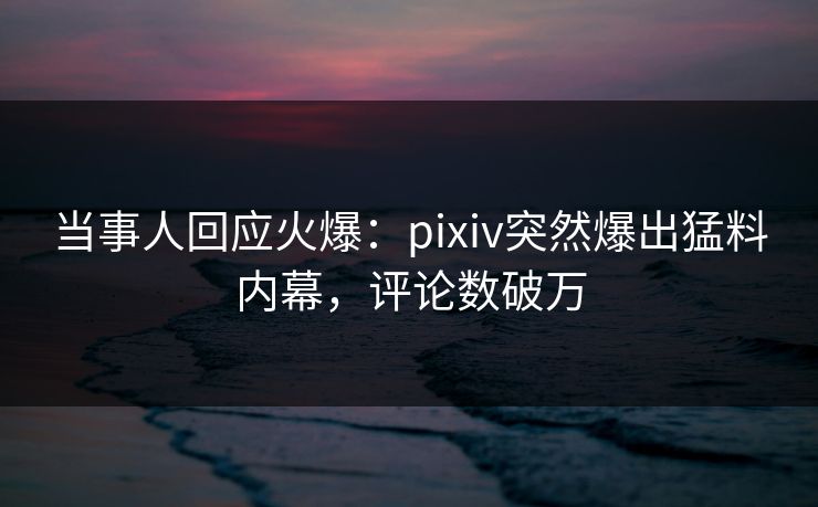 当事人回应火爆：pixiv突然爆出猛料内幕，评论数破万