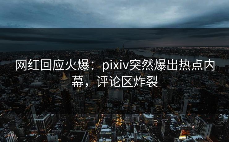 网红回应火爆：pixiv突然爆出热点内幕，评论区炸裂