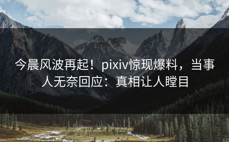 今晨风波再起！pixiv惊现爆料，当事人无奈回应：真相让人瞠目