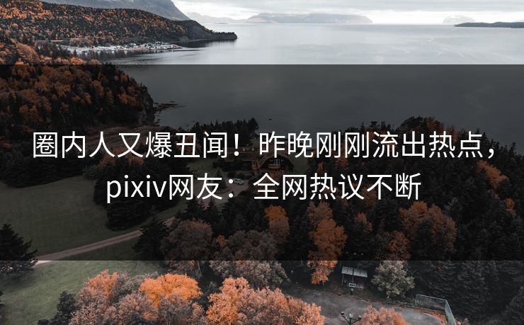 圈内人又爆丑闻！昨晚刚刚流出热点，pixiv网友：全网热议不断