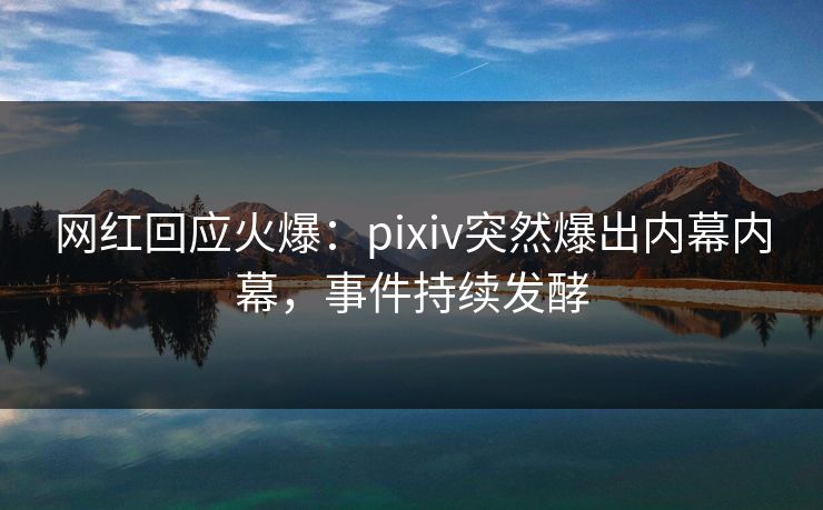 网红回应火爆：pixiv突然爆出内幕内幕，事件持续发酵